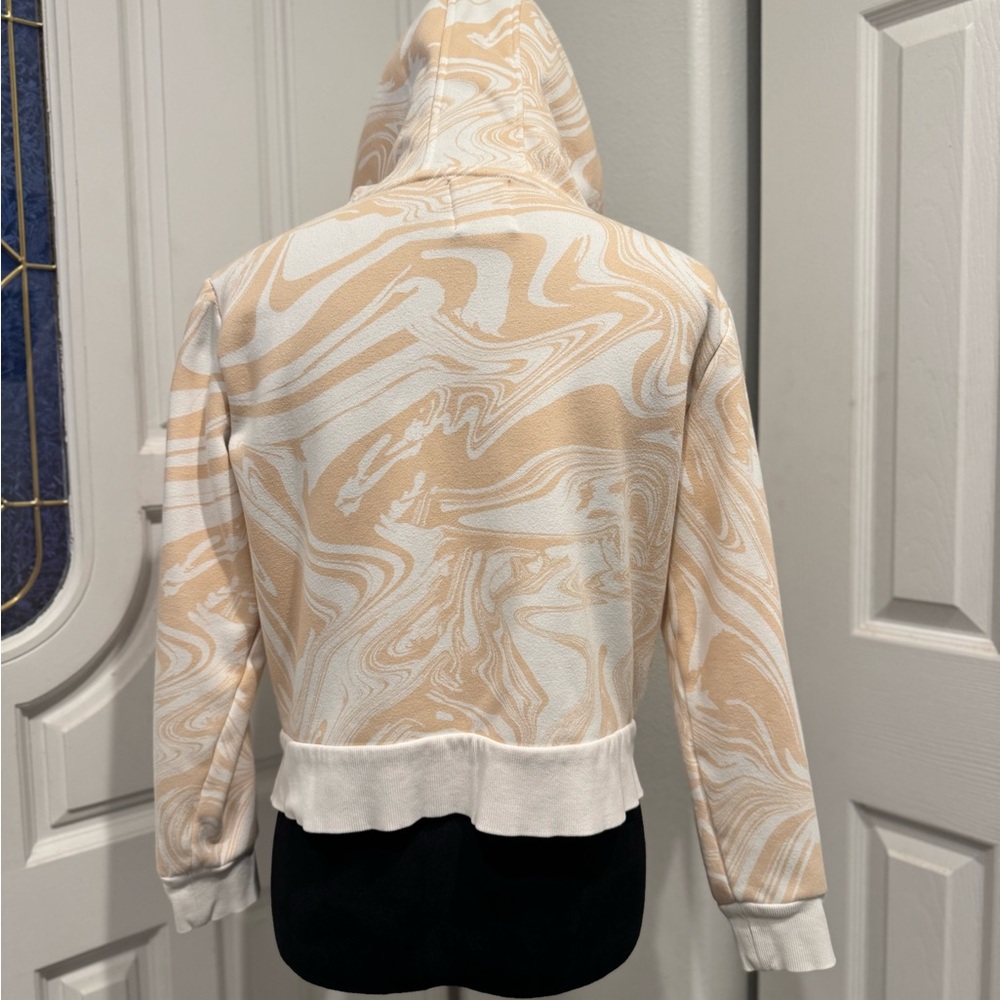 Juicy Couture Women's Tan Beachwood Swirls Zip Up Hoodie Sherpa Sweatshirt M - Picture 4 of 10